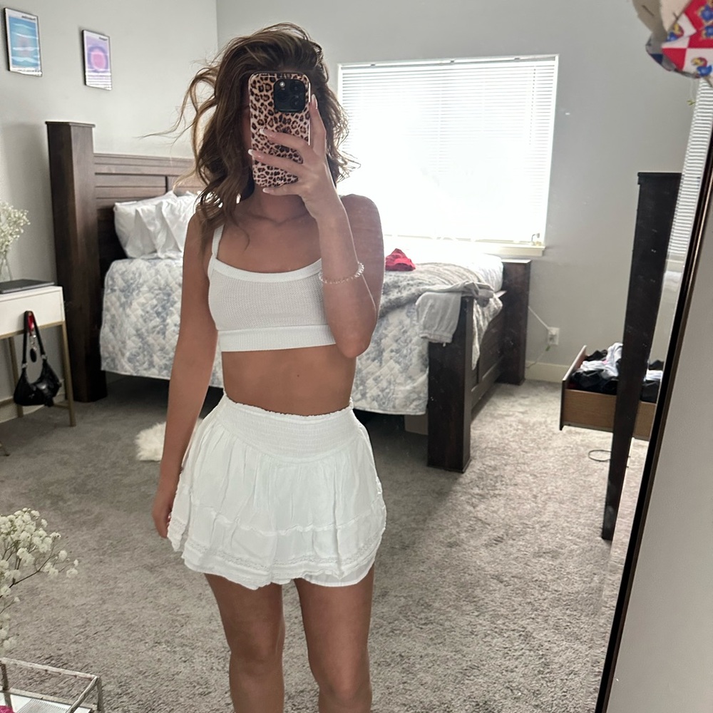 white mini skirt